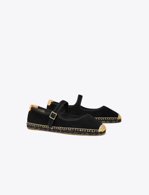 Tory Burch Round Toe Espadrilles In Perfect Black/perfect Black/natural