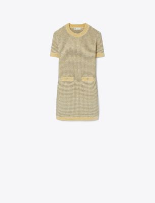 Shop Tory Burch Velvet Dress In Ivory Chenille/gray Metallic