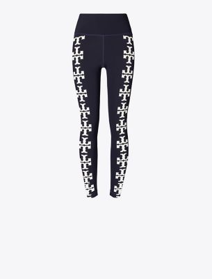 Tory Burch Compression Logo 7/8 Legging In Deep Navy