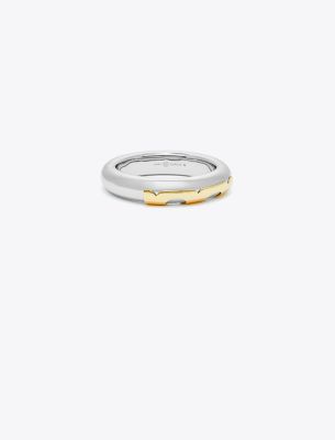 Tory Burch Essential Bangle In Tory Gold/tory Silver
