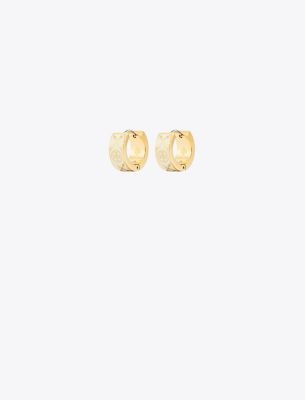 Tory Burch Small T Monogram Hoop Earrings In Tory Gold/new Ivory