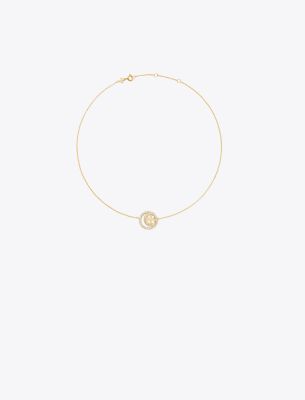 Tory Burch Miller Double Ring Pendant In Tory Gold/crystal