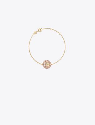 Shop Tory Burch Miller Double Ring Bracelet In Tory Gold/rose