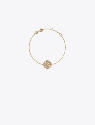 Shop Tory Burch Miller Double Ring Bracelet In Tory Gold/crystal