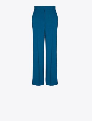 Shop Tory Burch Tailored Drapey Melange Pants In Bright Ink