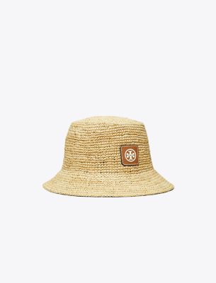 Tory Burch Straw Bucket Hat In Neutral