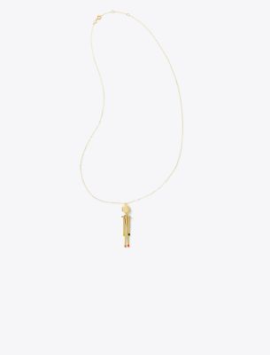 Tory Burch Matchstick Person Pendant In Tory Gold