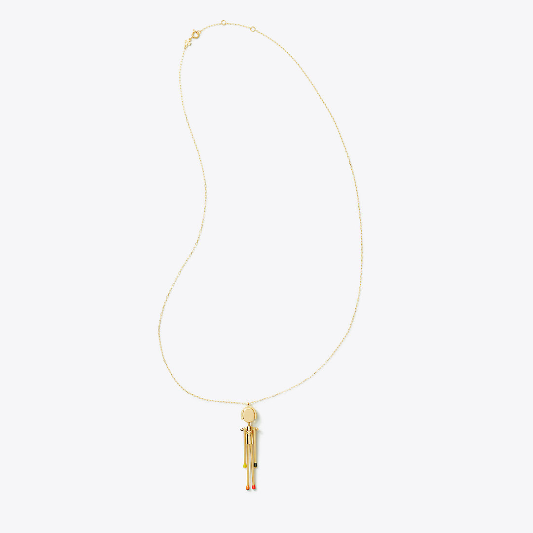 Tory Burch Matchstick Person Pendant In Gold