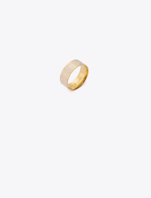 Shop Tory Burch T Monogram Enamel Ring In Tory Gold/pink