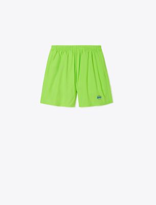 Tory Sport Side Logo Tech Nylon Shorts In Vibrant Green
