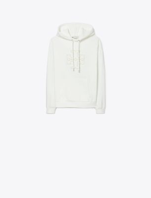 Tory Sport Tory Burch French Terry Logo Hoodie In Snow White