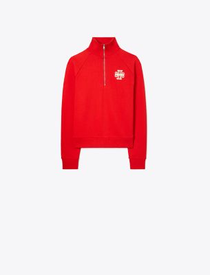 TORY SPORT TORY BURCH HEAVY FRENCH TERRY HALF-ZIP SWEATSHIRT