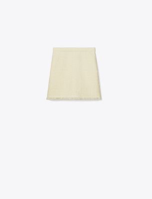 Shop Tory Burch Tweed Mini Skirt In White/ivory