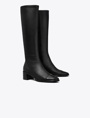 Shop Tory Burch Cap-toe Knee-high Boot In Perfect Black