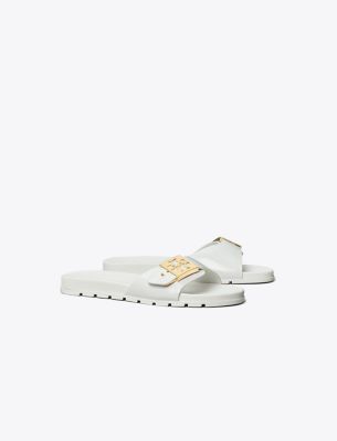 Shop Tory Burch Buckle Slide In White/white/white