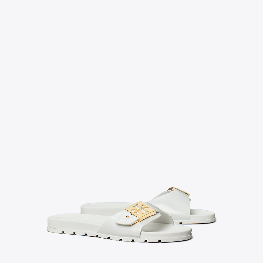 Shop Tory Burch Buckle Slide In White/white/white