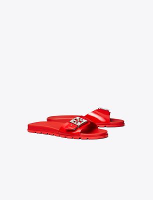 Tory Burch Glossy Buckle Slide Sandals