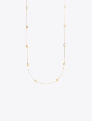 Tory Burch Kira Clover Long Necklace In Tory Gold