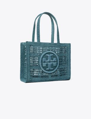 Tory Burch Small Ella Hand-crocheted Tote In Deep Slate