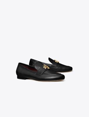 Tory Burch 'eleonor' Black Slip-on Loafers With Double T In Perfect Black