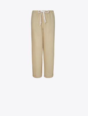 Shop Tory Burch Linen Beach Pant In Sandpiper