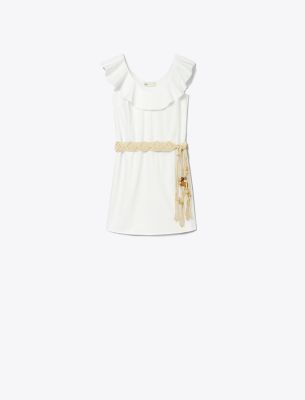 Tory Burch Cotton Flounce Dress In White