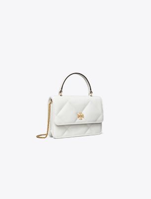 Tory Burch Mini Kira Diamond Quilt Top-handle Chain Wallet In Cirrus Cloud