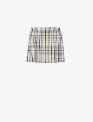Tory Sport Tory Burch Pleated-front Twill Golf Skirt In Sesame Plaid