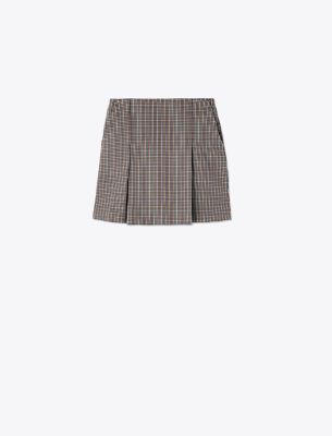 Tory Sport Tory Burch Pleated-front Twill Golf Skirt In Winetasting Pincheck Plaid