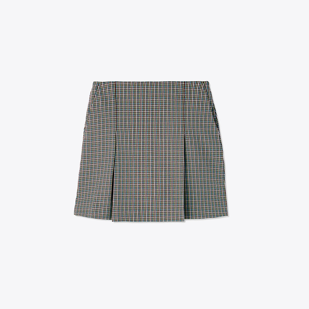 Tory Sport Tory Burch Pleated-front Twill Golf Skirt In Winetasting Pincheck Plaid