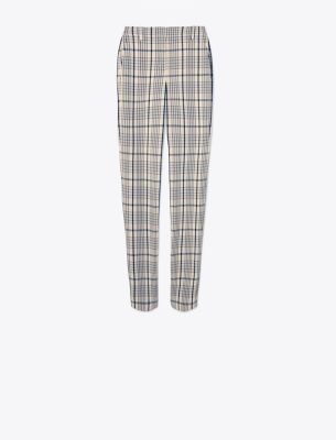 Tory Sport Tory Burch Yarn-dyed Twill Pant In Sesame Plaid