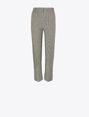 Tory Sport Tory Burch Yarn-dyed Twill Pant In Winetasting Pincheck Plaid