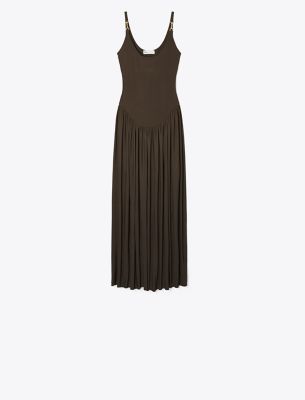 Tory Burch Clip Tank Dress In Deep Chocolate