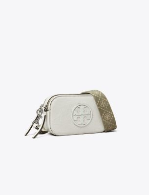 Shop Tory Burch Mini Miller Crinkle Crossbody Bag In Blanc