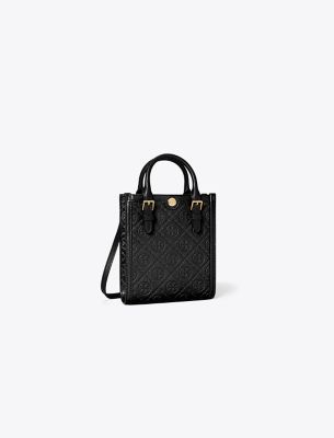 Shop Tory Burch T Monogram Leather Mini Tote In Black