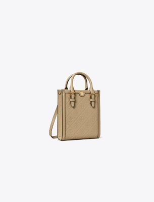 Shop Tory Burch T Monogram Leather Mini Tote In Fresh Clay