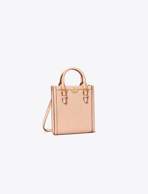 Shop Tory Burch T Monogram Leather Mini Tote In Blush