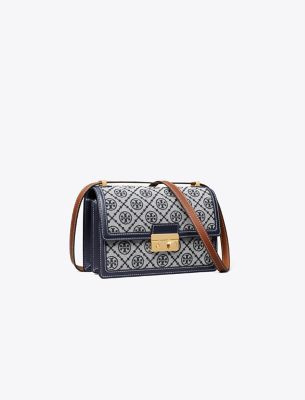Tory Burch T Monogram Convertible Shoulder Bag In Tory Navy
