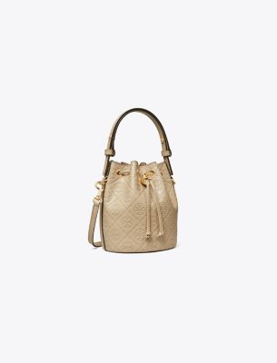 Tory Burch T Monogram Leather Mini Bucket Bag In Fresh Clay