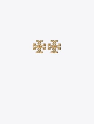 Tory Burch Kira Pavé Stud Earring In Tory Gold/crystal
