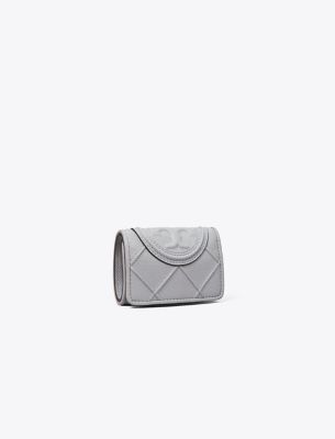 Tory Burch Fleming Soft Polished-grain Small Flap Wallet In Blue Jade