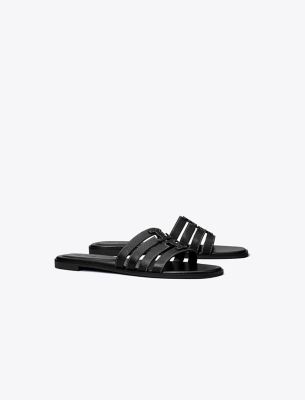 Shop Tory Burch Ines Multi-strap Slide In Perfect Black/perfect Black