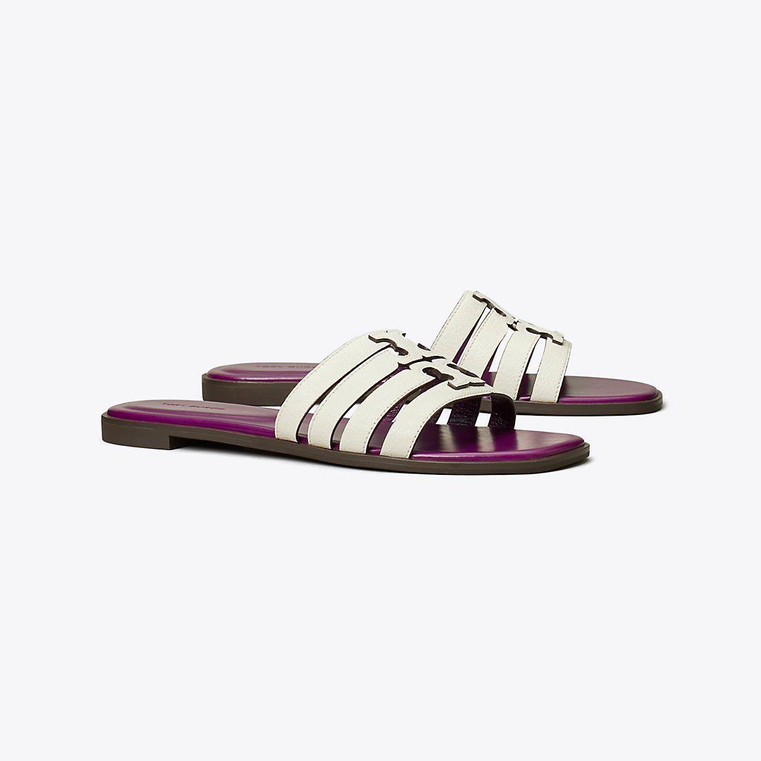 Shop Tory Burch Ines Multi-strap Slide In Blanc/violet Wave
