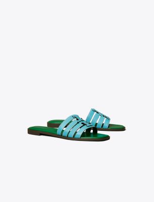 Shop Tory Burch Ines Slide In Sky Light/spring Forest