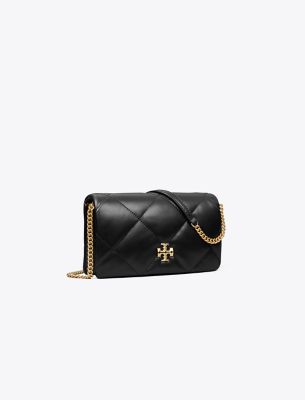 Tory Burch Kira Diamond Quilt Chain Wallet In Black