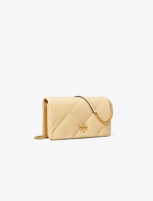 Tory Burch Kira Diamond Quilt Chain Wallet In Vanilla Soft Serve