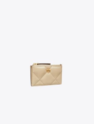 Tory Burch Kira Diamond Quilt Zip Card Case In Gray