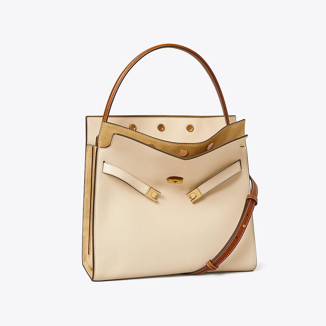 Shop Tory Burch Lee Radziwill Double Bag In New Cream