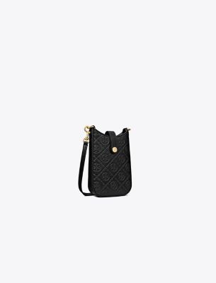 Shop Tory Burch T Monogram Leather Phone Crossbody In Black