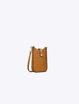 Tory Burch T Monogram Leather Phone Crossbody In Brown